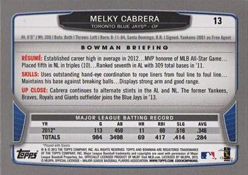 2013 Bowman - Silver Ice #13 Melky Cabrera Back