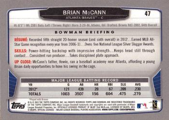 2013 Bowman - Silver Ice #47 Brian McCann Back