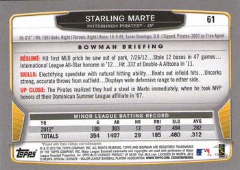 2013 Bowman - Silver Ice #61 Starling Marte Back