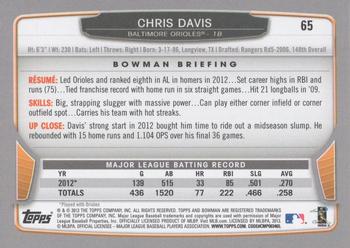 2013 Bowman - Silver Ice #65 Chris Davis Back