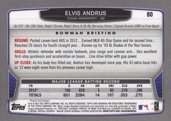 2013 Bowman - Silver Ice #80 Elvis Andrus Back