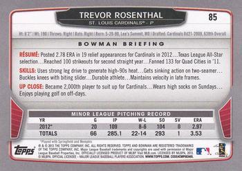 2013 Bowman - Silver Ice #85 Trevor Rosenthal Back