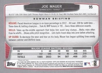 2013 Bowman - Silver Ice #95 Joe Mauer Back