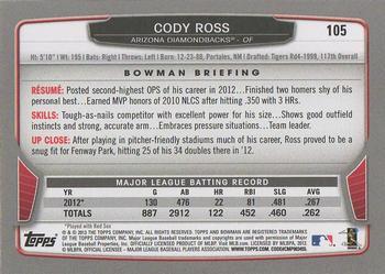 2013 Bowman - Silver Ice #105 Cody Ross Back