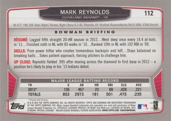 2013 Bowman - Silver Ice #112 Mark Reynolds Back
