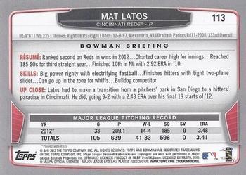 2013 Bowman - Silver Ice #113 Mat Latos Back