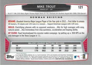 2013 Bowman - Silver Ice #121 Mike Trout Back