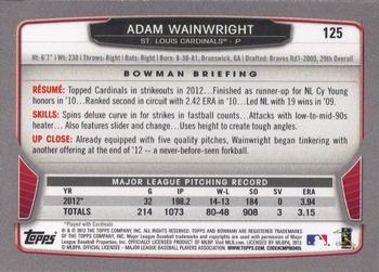 2013 Bowman - Silver Ice #125 Adam Wainwright Back