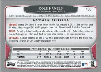 2013 Bowman - Silver Ice #135 Cole Hamels Back