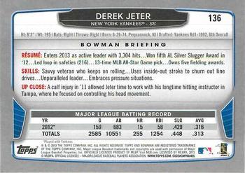 2013 Bowman - Silver Ice #136 Derek Jeter Back