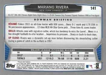 2013 Bowman - Silver Ice #141 Mariano Rivera Back