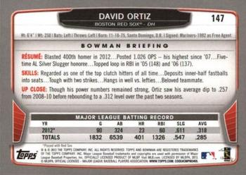 2013 Bowman - Silver Ice #147 David Ortiz Back