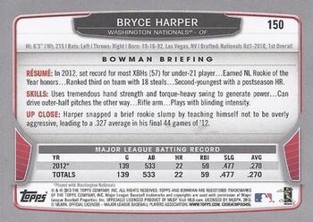2013 Bowman - Silver Ice #150 Bryce Harper Back
