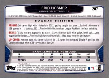 2013 Bowman - Silver Ice #207 Eric Hosmer Back