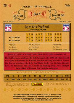 2013 Panini Cooperstown #41 Carl Hubbell Back