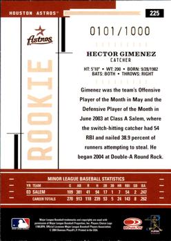 2004 Donruss Throwback Threads #225 Hector Gimenez Back