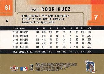 2004 Fleer Genuine Insider #61 Ivan Rodriguez Back