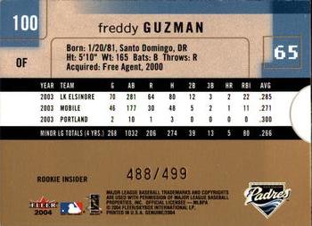 2004 Fleer Genuine Insider #100 Freddy Guzman Back