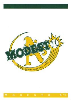 1993 Classic Best Modesto A's #29 Logo Card Back