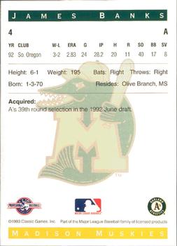 1993 Classic Best Madison Muskies #4 James Banks Back