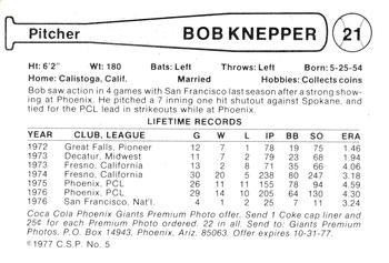 1977 Cramer Phoenix Giants #NNO Bob Knepper Back