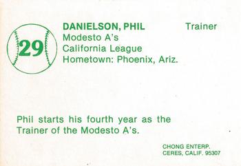 1981 Chong Modesto A's #29 Phil Danielson Back