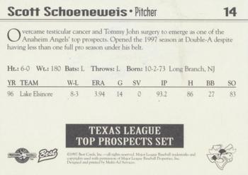 1997 Best Texas League Top Prospects #14 Scott Schoeneweis Back