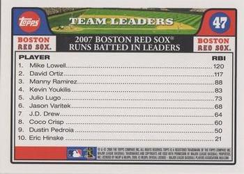 2008 Topps Gift Sets Boston Red Sox #47 Mike Lowell / David Ortiz / Manny Ramirez Back