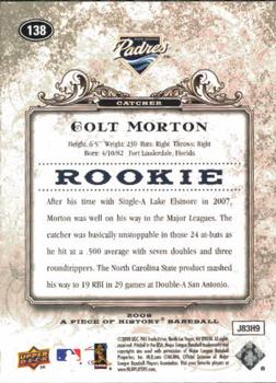 2008 Upper Deck A Piece of History #138 Colt Morton Back
