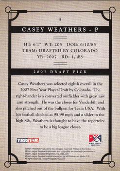 2007 TriStar Prospects Plus #5 Casey Weathers Back
