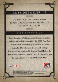 2007 TriStar Prospects Plus #9 Ross Detwiler Back