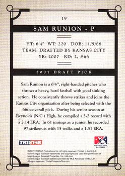 2007 TriStar Prospects Plus #19 Sam Runion Back