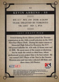 2007 TriStar Prospects Plus #42 Kevin Ahrens Back