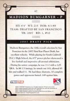 2007 TriStar Prospects Plus #47 Madison Bumgarner Back