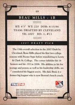 2007 TriStar Prospects Plus #49 Beau Mills Back