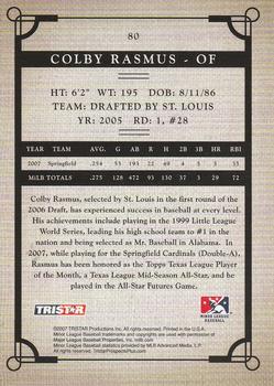 2007 TriStar Prospects Plus #80 Colby Rasmus Back