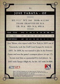 2007 TriStar Prospects Plus #91 Jose Tabata Back