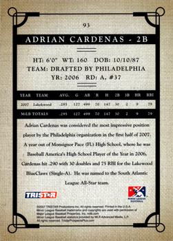 2007 TriStar Prospects Plus #93 Adrian Cardenas Back
