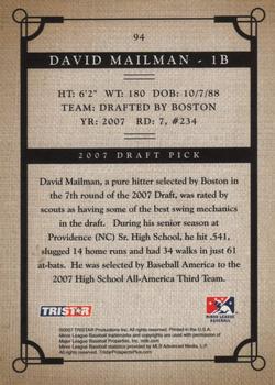 2007 TriStar Prospects Plus #94 David Mailman Back