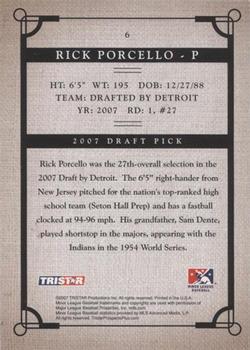 2007 TriStar Prospects Plus #6 Rick Porcello Back