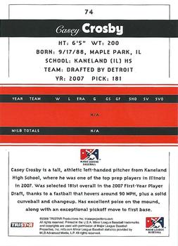 2008 TriStar PROjections #74 Casey Crosby Back