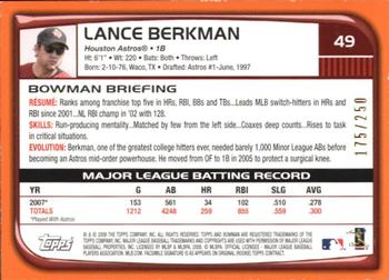 2008 Bowman - Orange #49 Lance Berkman Back