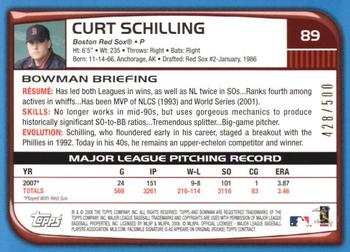 2008 Bowman - Blue #89 Curt Schilling Back