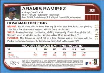 2008 Bowman - Blue #122 Aramis Ramirez Back