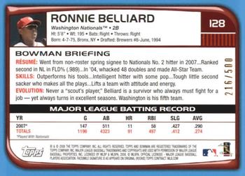 2008 Bowman - Blue #128 Ronnie Belliard Back
