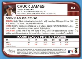 2008 Bowman - Blue #161 Chuck James Back