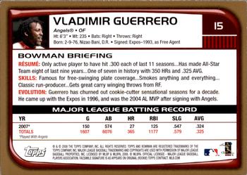 2008 Bowman - Gold #15 Vladimir Guerrero Back