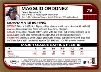 2008 Bowman - Gold #79 Magglio Ordonez Back