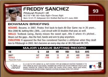 2008 Bowman - Gold #93 Freddy Sanchez Back