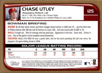 2008 Bowman - Gold #125 Chase Utley Back